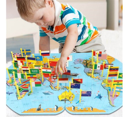 Մանկական զարգացնող խաղ "Աշխարհի քարտեզ", փայտից